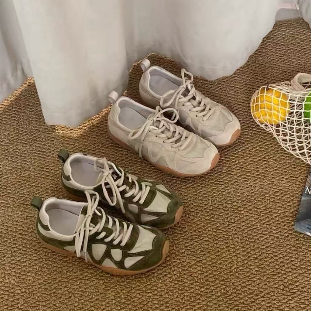 Outdoor Sports Shoes - Vintage Patchwork-Schnürsneaker für Damen, weiche, rutschfeste